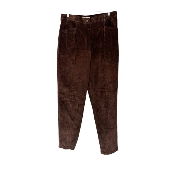 VTG Lord & Taylor Brown Western Leather High Waisted Straight Leg Pant Size 14 - Picture 1 of 12